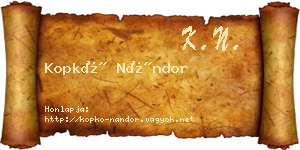 Kopkó Nándor névjegykártya